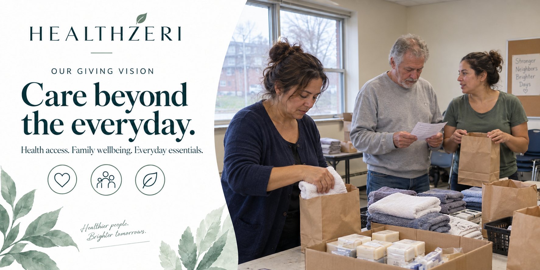 Healthzeri — Our giving vision. Care beyond the everyday. Health access, family wellbeing and everyday essentials.