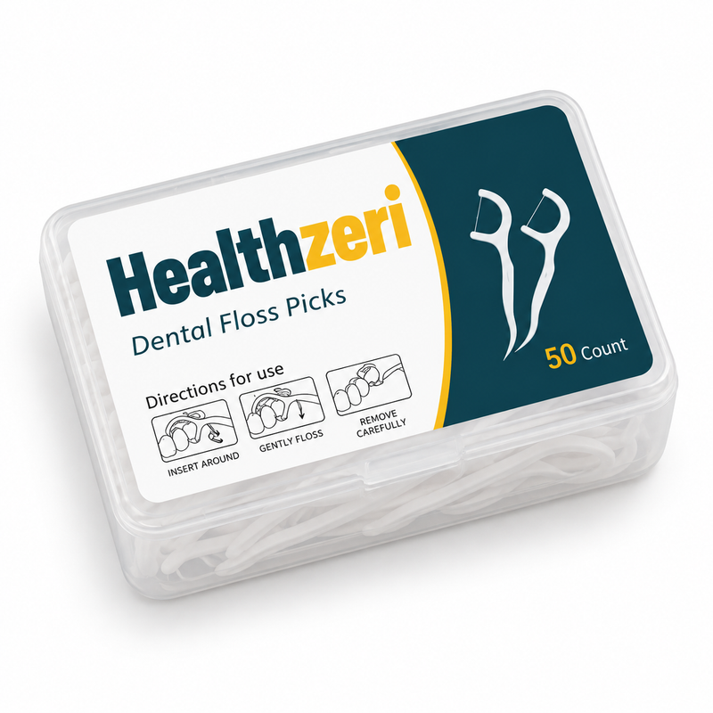 Healthzeri Dental Floss Picks — 50 Count